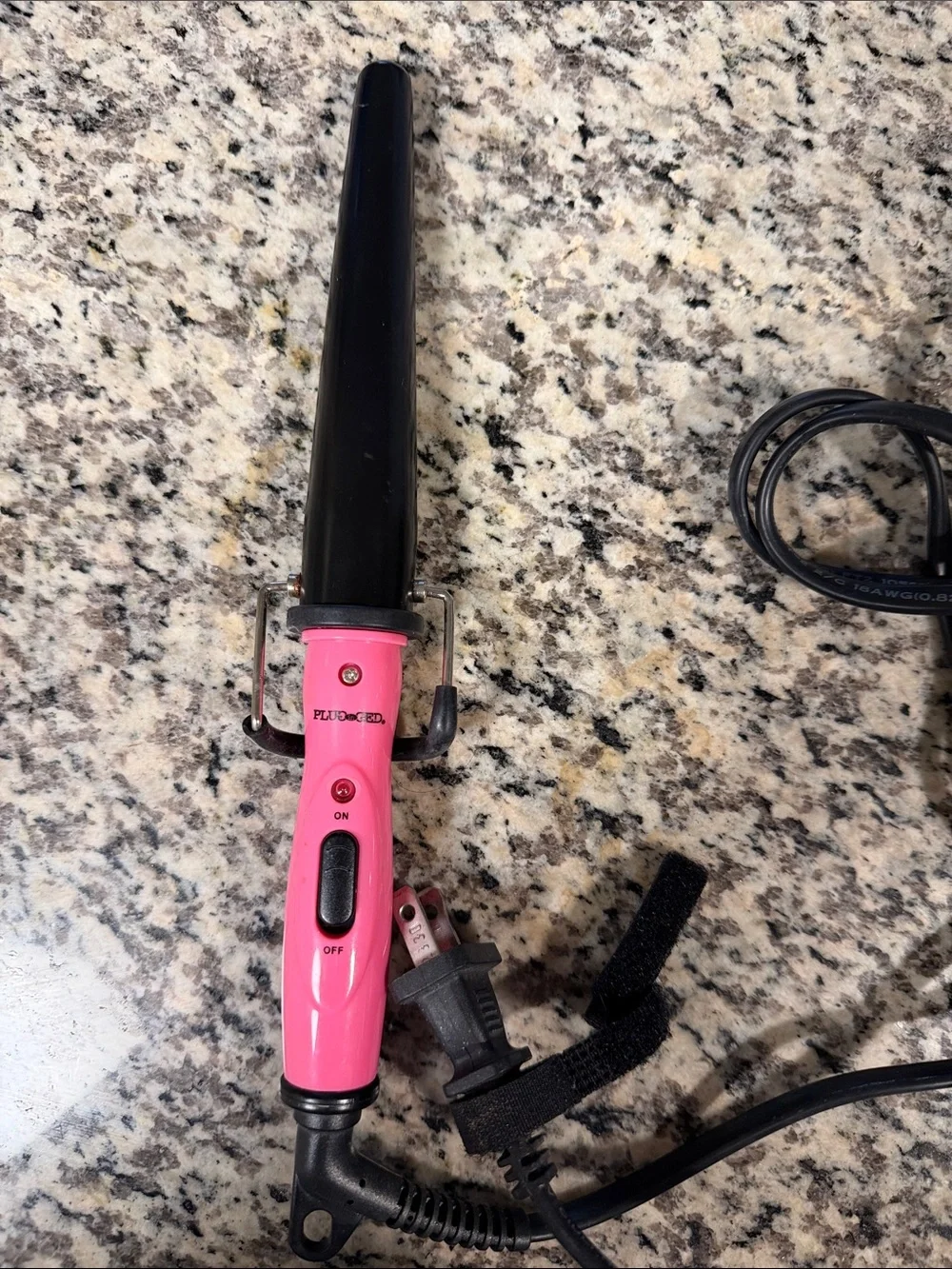 Plugged Pink and Black Curling Wand